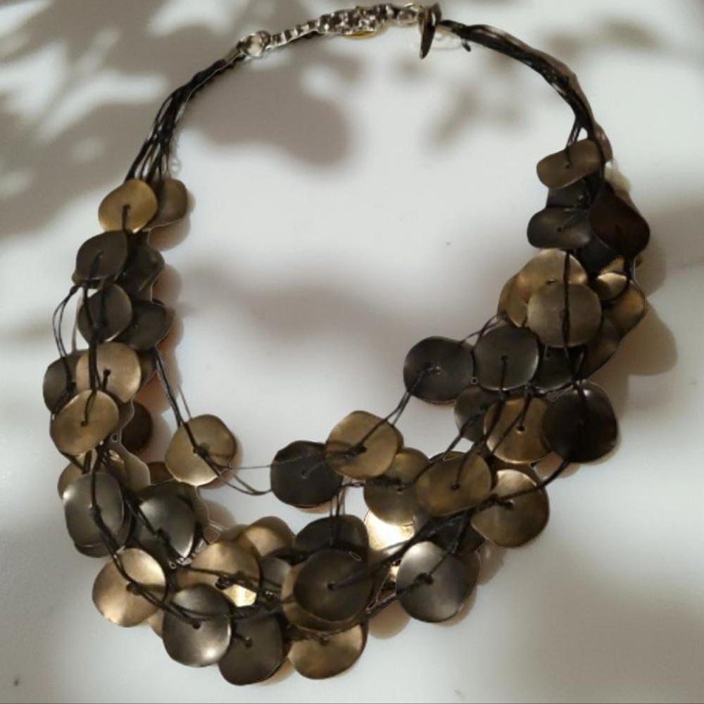 Multi Disk Layered Choker Necklace - Picture 1 of 5